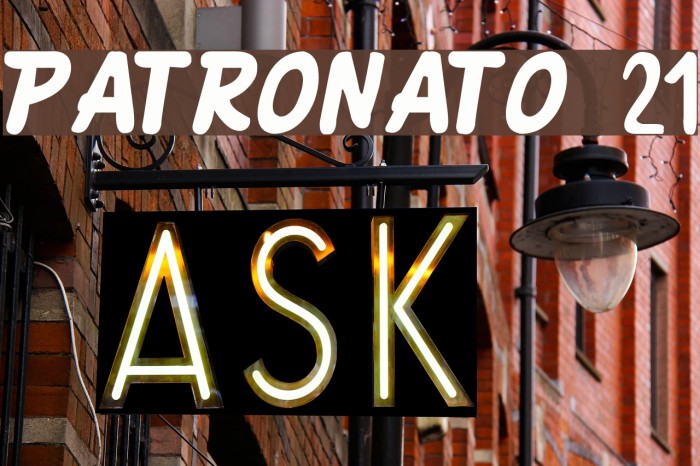 PATRONATO 21 Font examples
