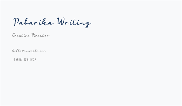 Pabarika Writing Business Card