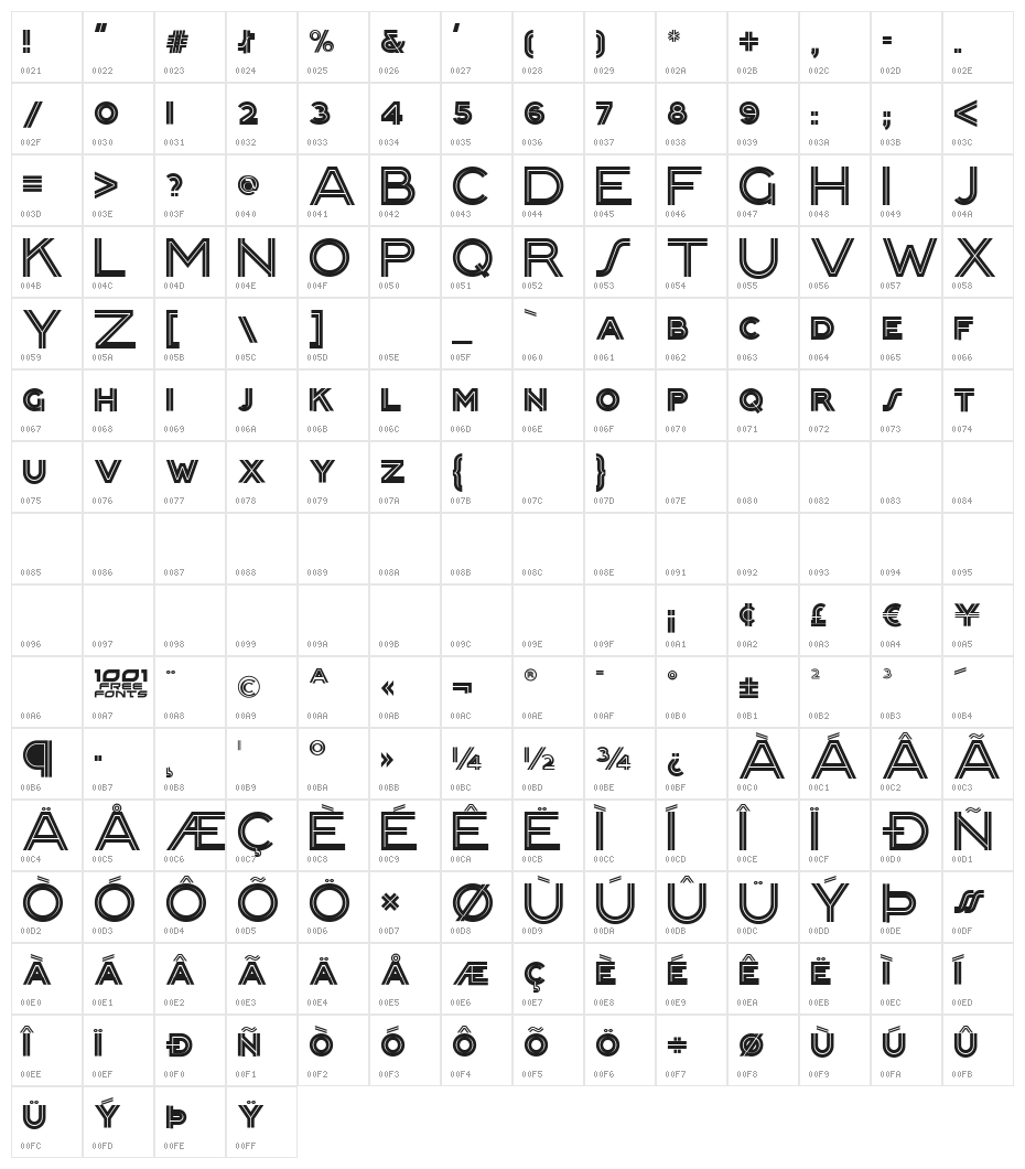 Packard Clipper NF Character Map