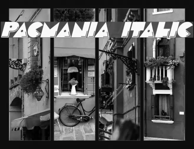Pacmania Italic Font examples