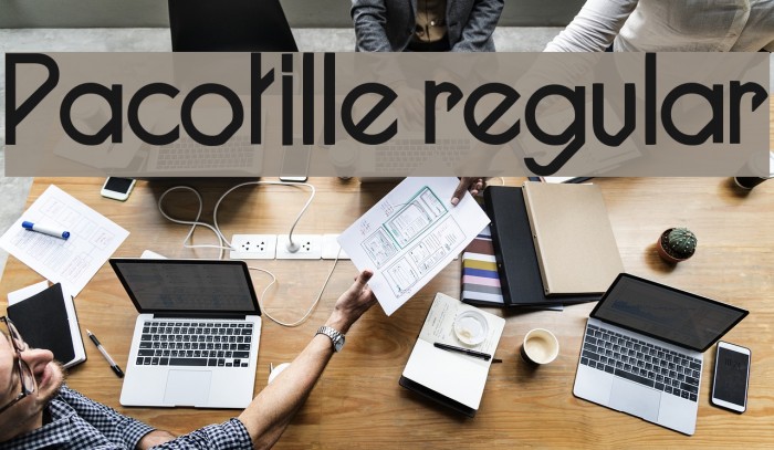 Pacotille regular Font examples