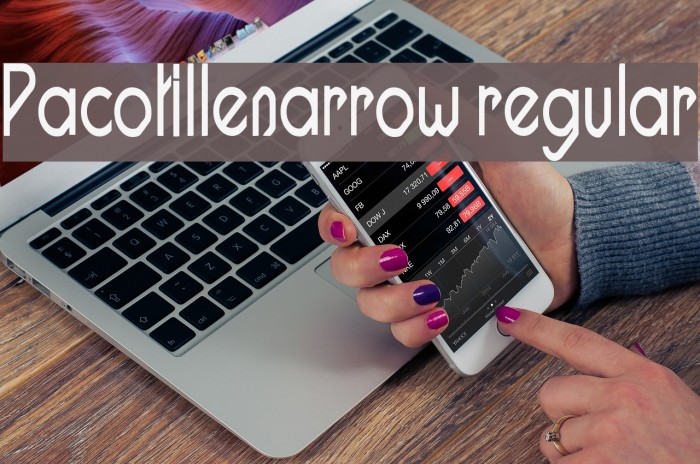Pacotillenarrow regular Font examples