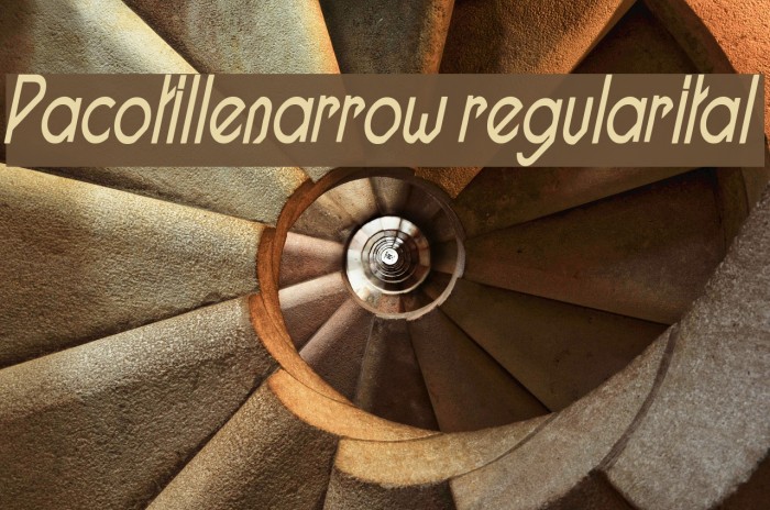 Pacotillenarrow regularital Font examples