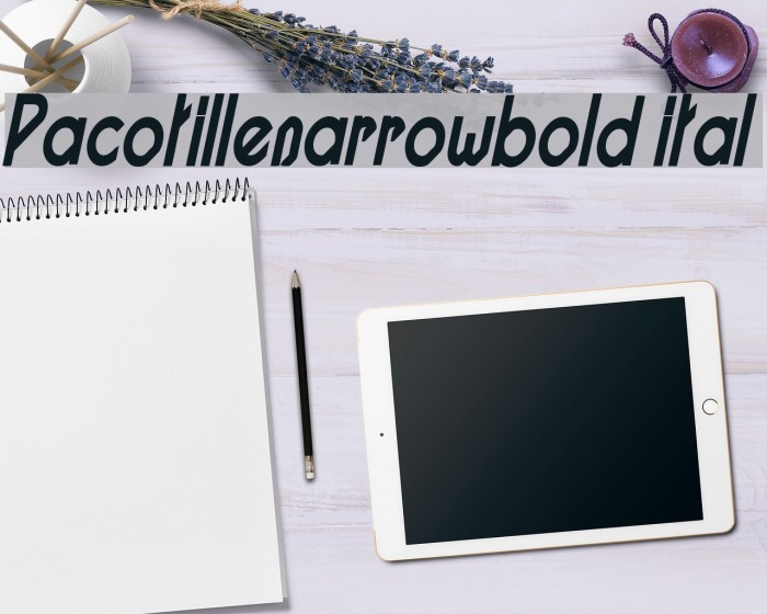 Pacotillenarrowbold ital Font examples