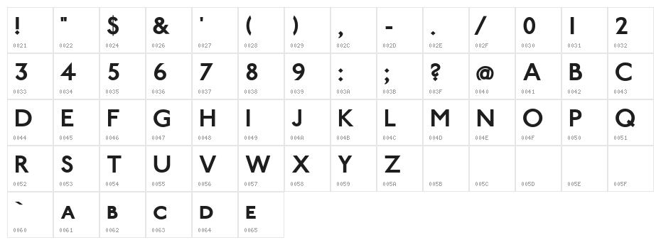 PaddingtonSC Bold Character Map