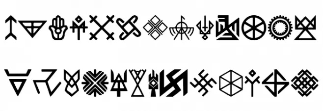 Pagan Symbols Schriftart Kleinbuchstaben
