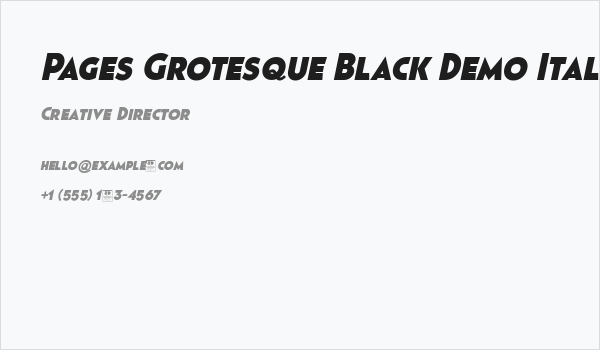 Pages Grotesque Black Demo Italic Business Card
