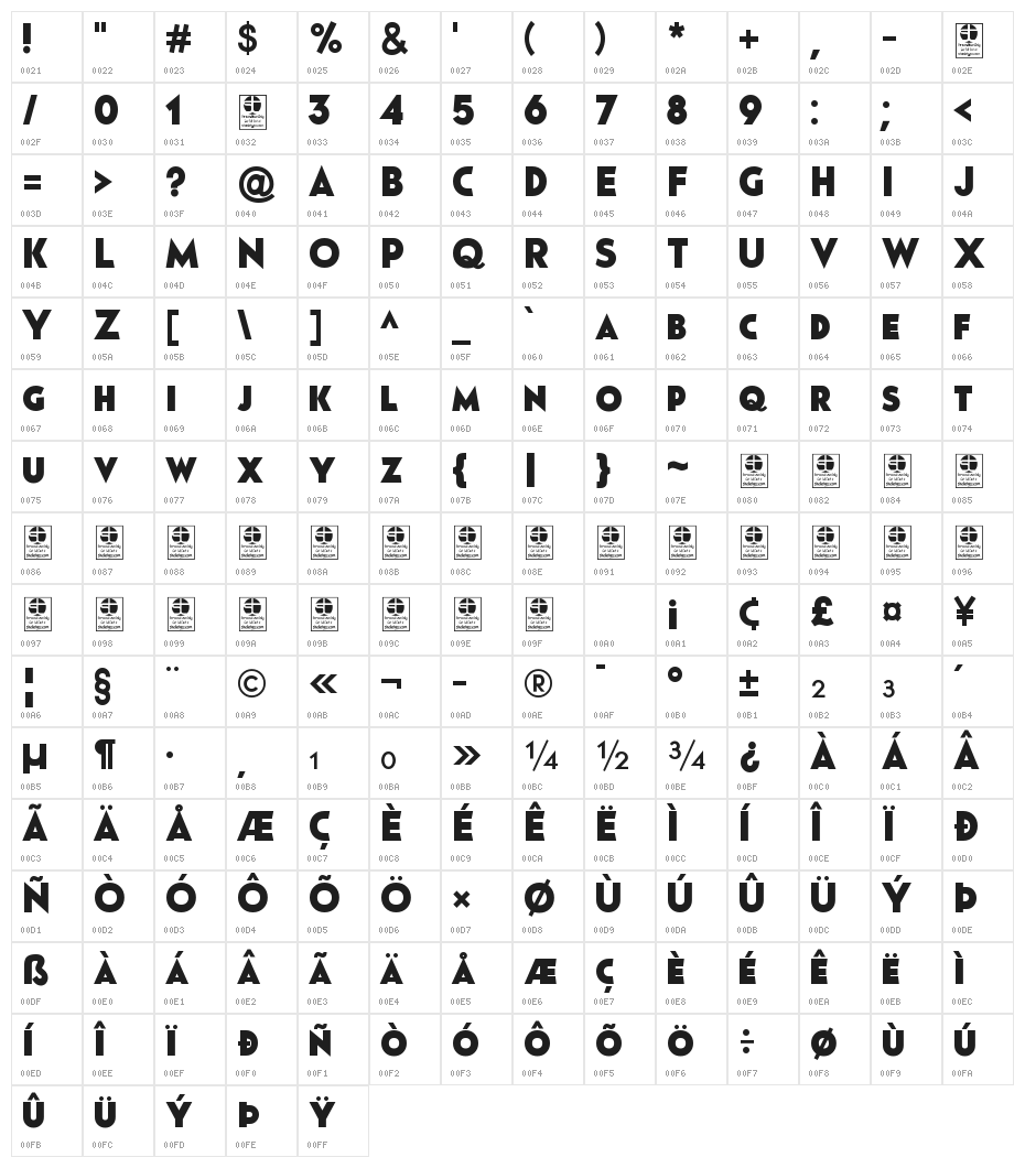 Pages Grotesque Black Demo Character Map