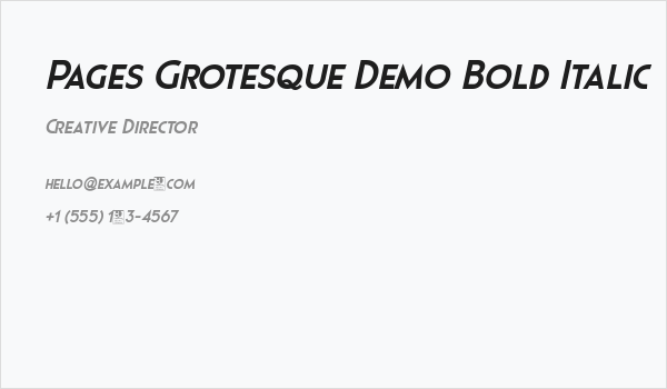 Pages Grotesque Demo Bold Italic Business Card