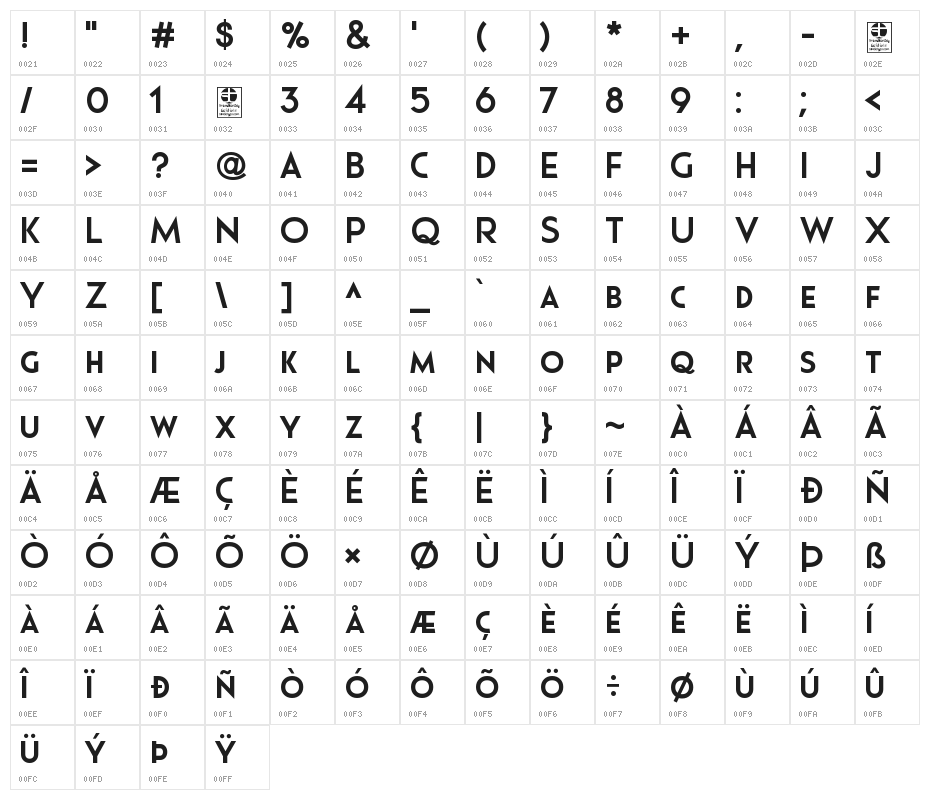 Pages Grotesque Demo Bold Character Map