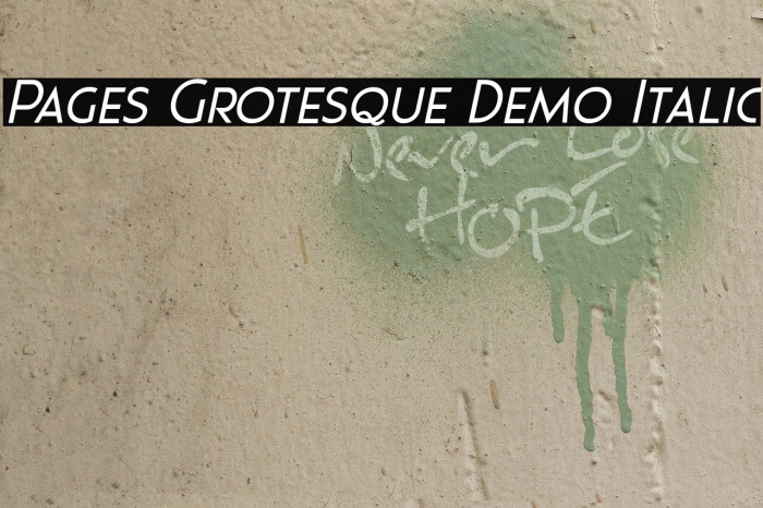 Pages Grotesque Demo Italic Font examples