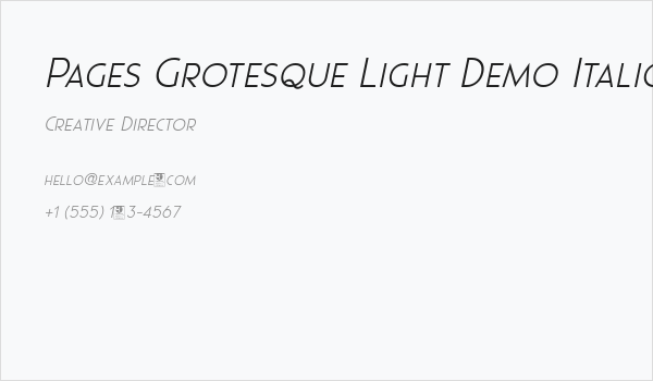 Pages Grotesque Light Demo Italic Business Card
