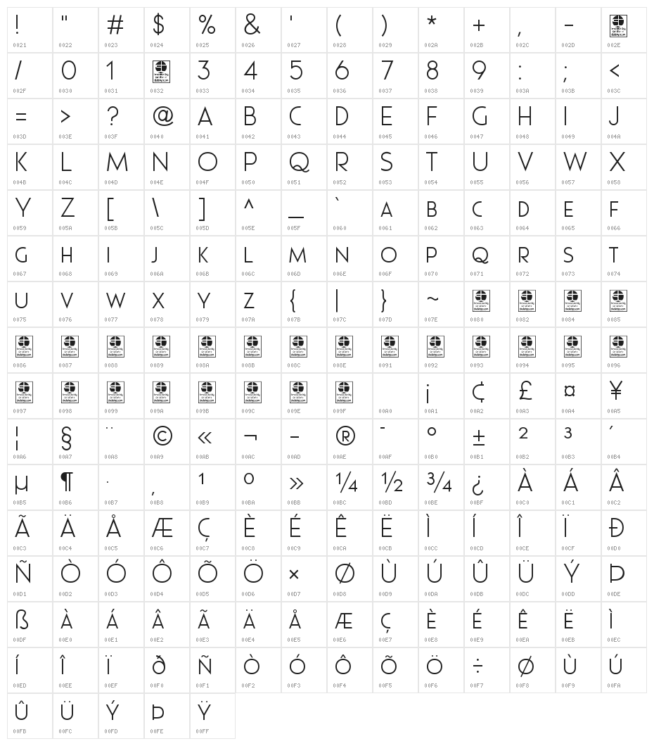 Pages Grotesque Light Demo Character Map