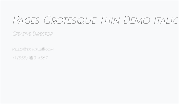 Pages Grotesque Thin Demo Italic Business Card