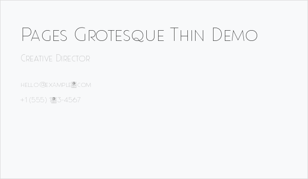 Pages Grotesque Thin Demo Business Card