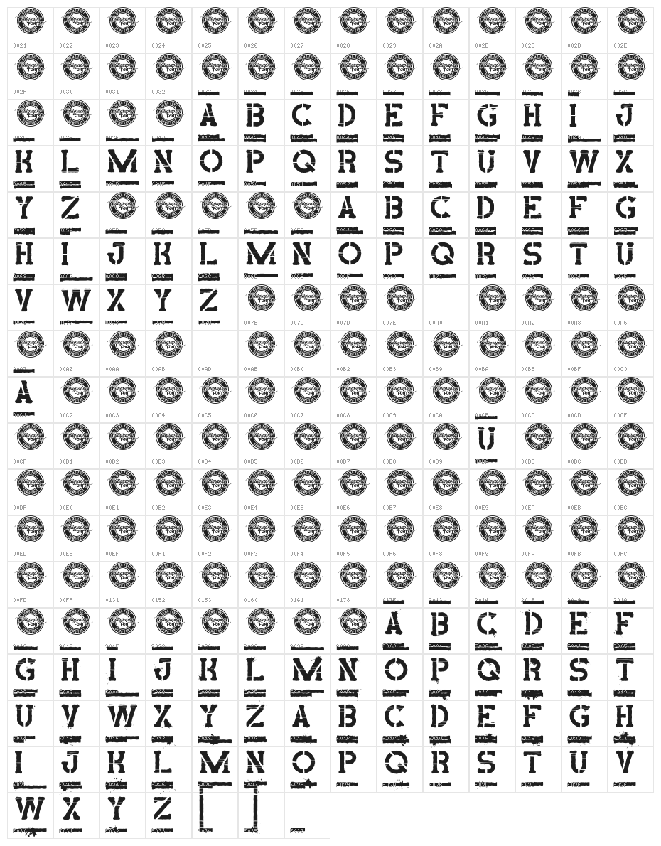 Paid Stamp Demo Display Character Map