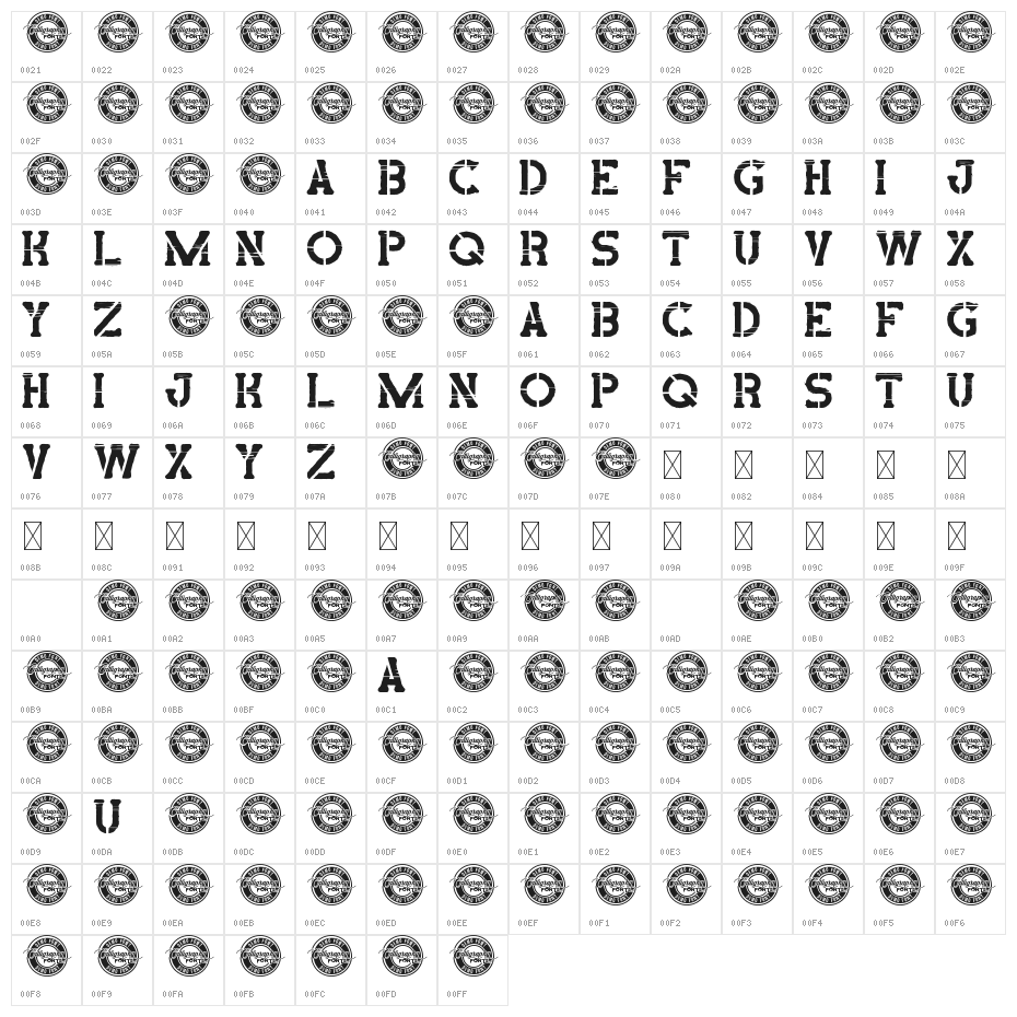 Paid Stamp Demo Character Map
