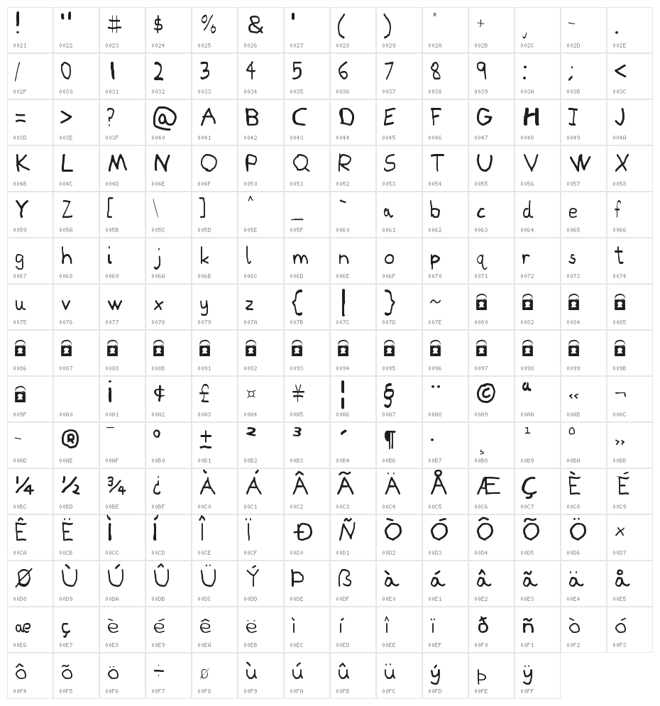 Paint Letters [Light] Character Map