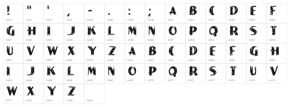 Paint Peel Initials Character Map