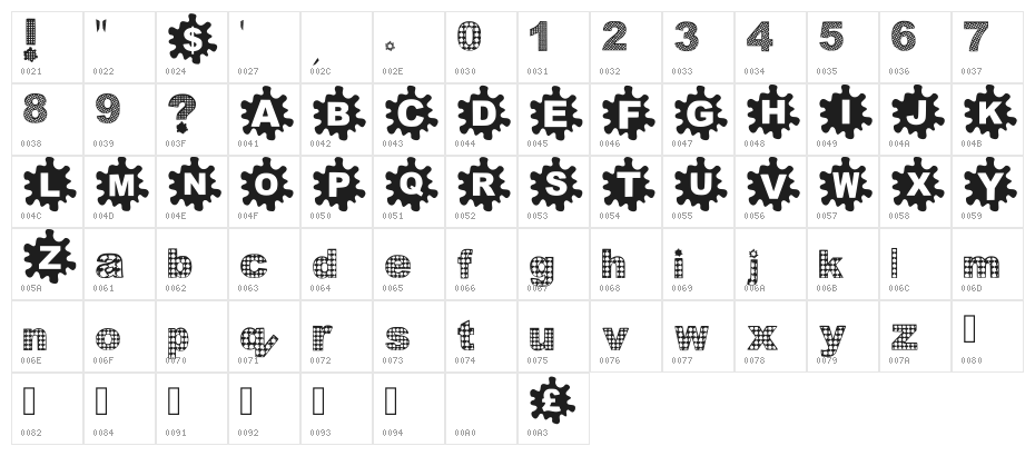 Paint Splatt Regular Character Map