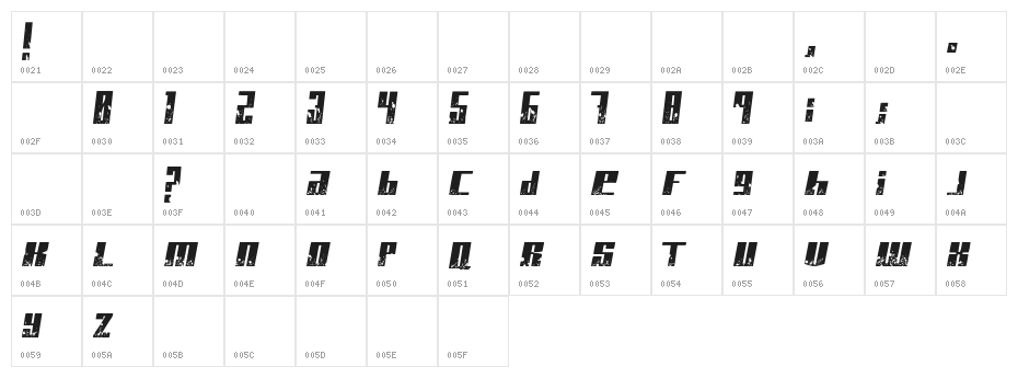 Paint it black Italic Character Map