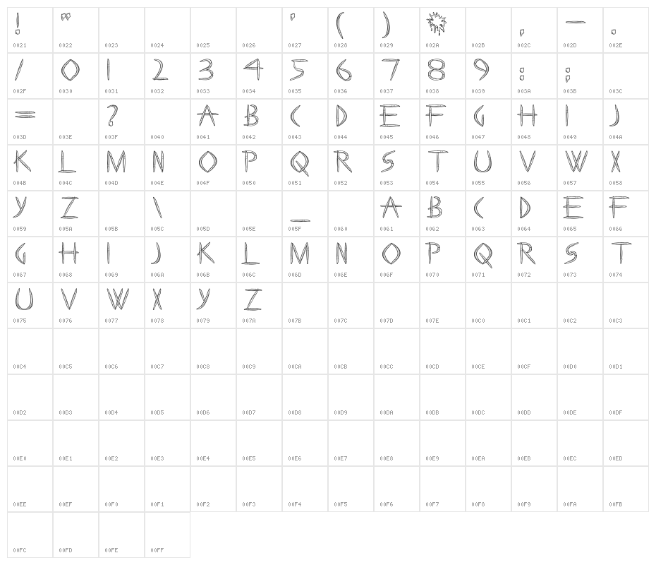 PaintBoy-Regular Character Map