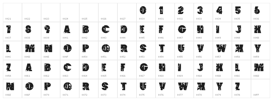 Paintbucket Character Map