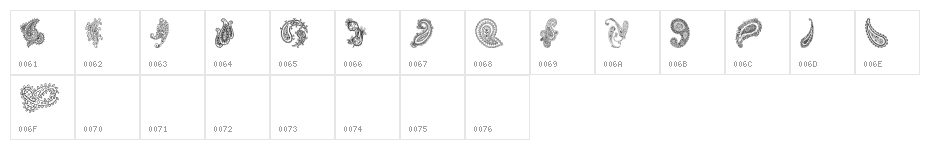 Paisley II Character Map