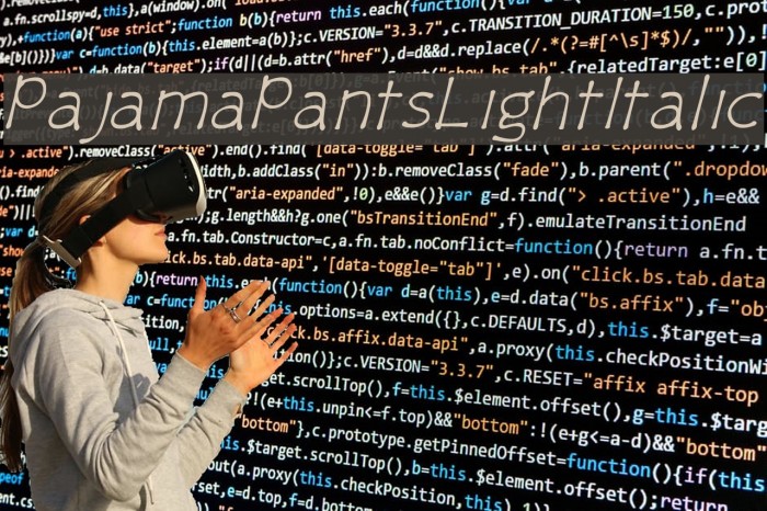 PajamaPantsLightItalic Font examples