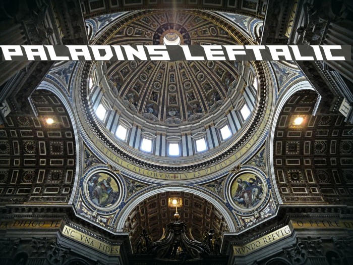 Paladins Leftalic Font examples