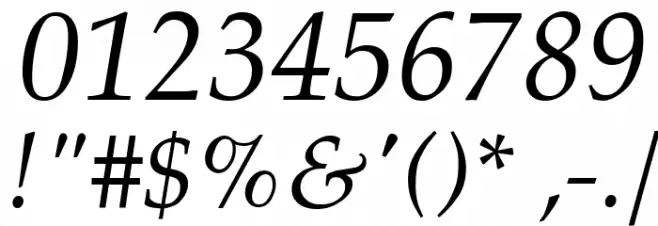 Palatia Italic Font OTHER CHARS