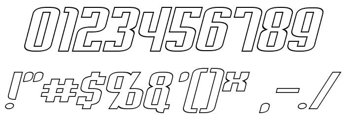 Palisoc Extended Hollow Italic Font OTHER CHARS