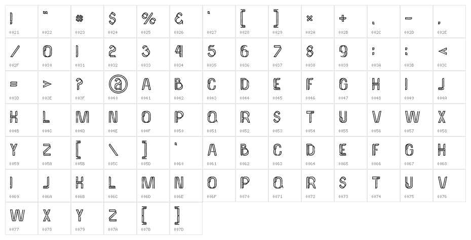 Palma Bold Grunge Character Map
