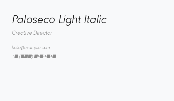 Paloseco Light Italic Business Card