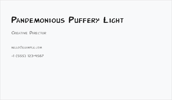 Pandemonious Puffery Light Business Card