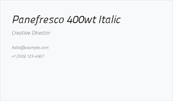 Panefresco 400wt Italic Business Card