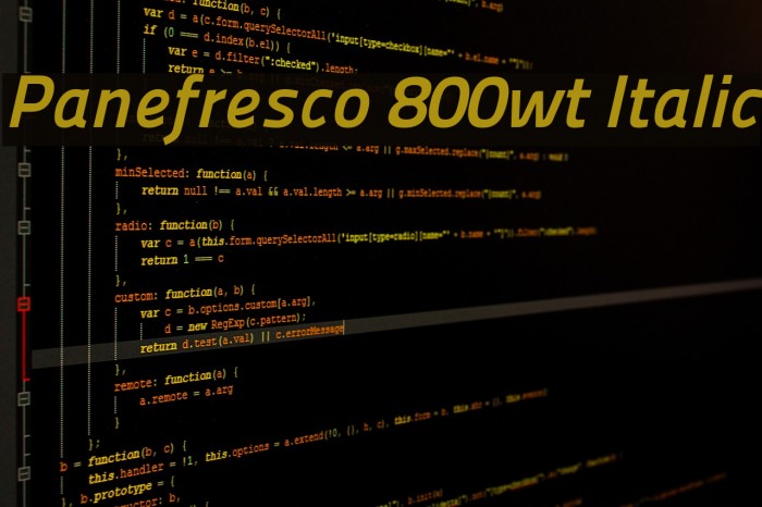 Panefresco 800wt Italic Font examples