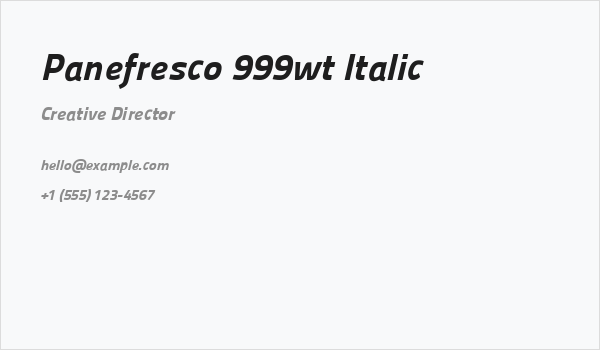 Panefresco 999wt Italic Business Card
