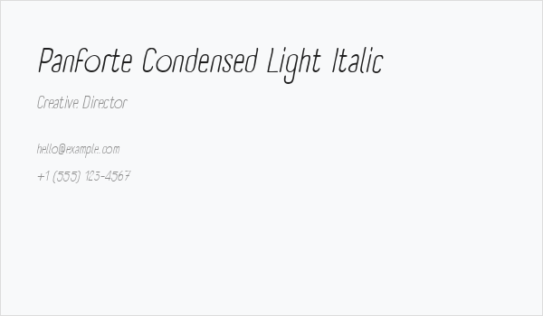 Panforte Condensed Light Italic Business Card