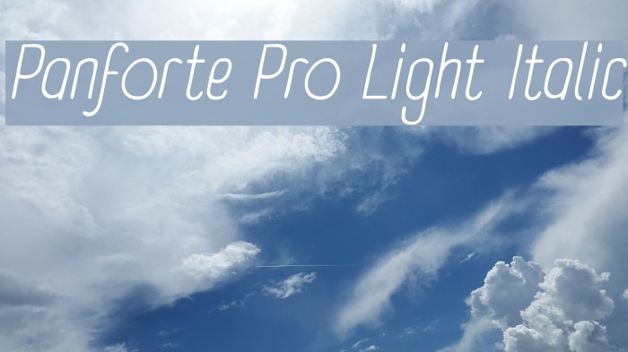 Panforte Pro Light Italic Fonte examples