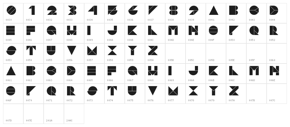 Pangraph-Black Character Map
