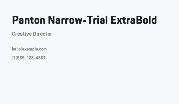 Panton Narrow-Trial ExtraBold Business Card