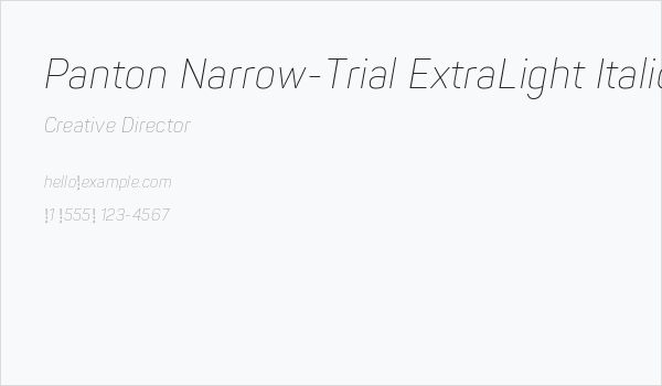 Panton Narrow-Trial ExtraLight Italic Business Card