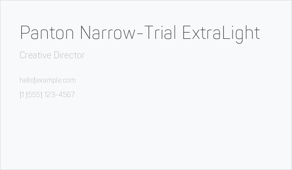 Panton Narrow-Trial ExtraLight Business Card
