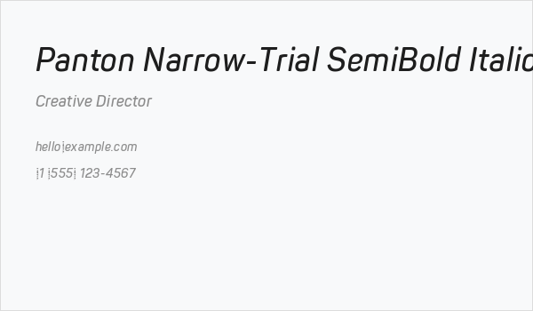 Panton Narrow-Trial SemiBold Italic Business Card