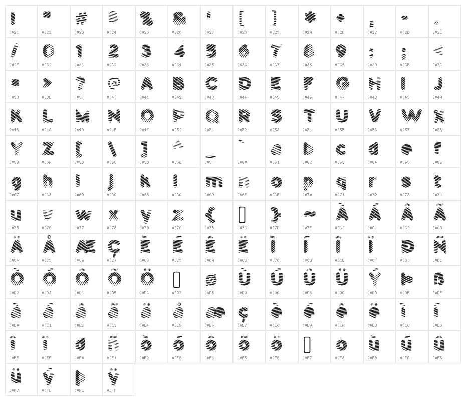 PantsPatrol-Regular Character Map