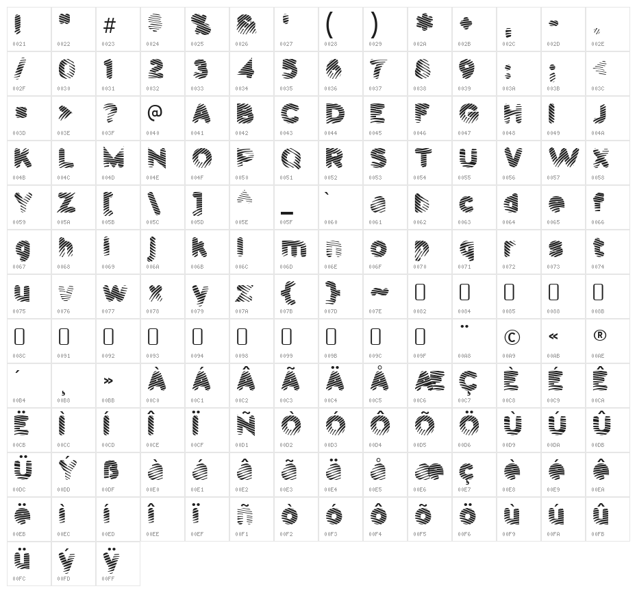 PantsPatrol-Regular Character Map