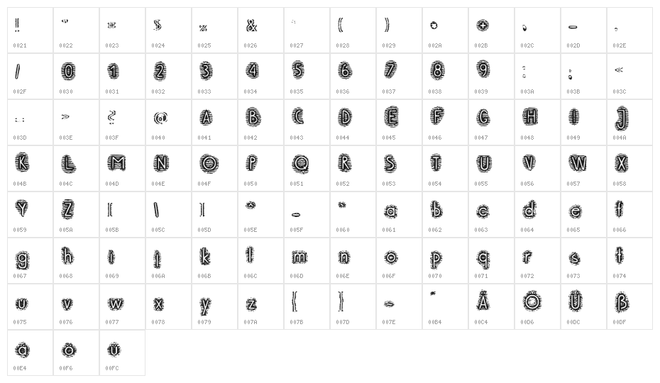 Paper Beach Medium Character Map