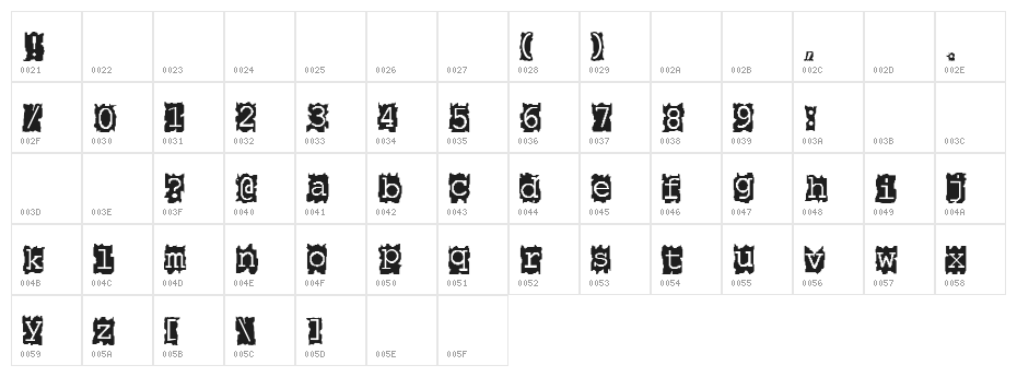 Paper Cut Character Map