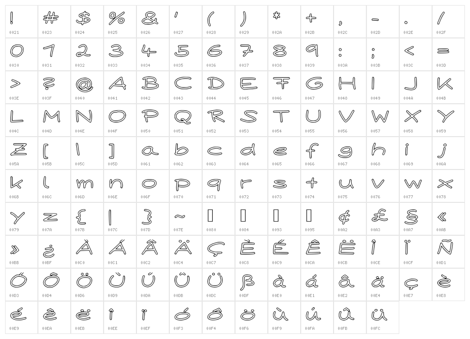 Paper Plane Hollow Character Map